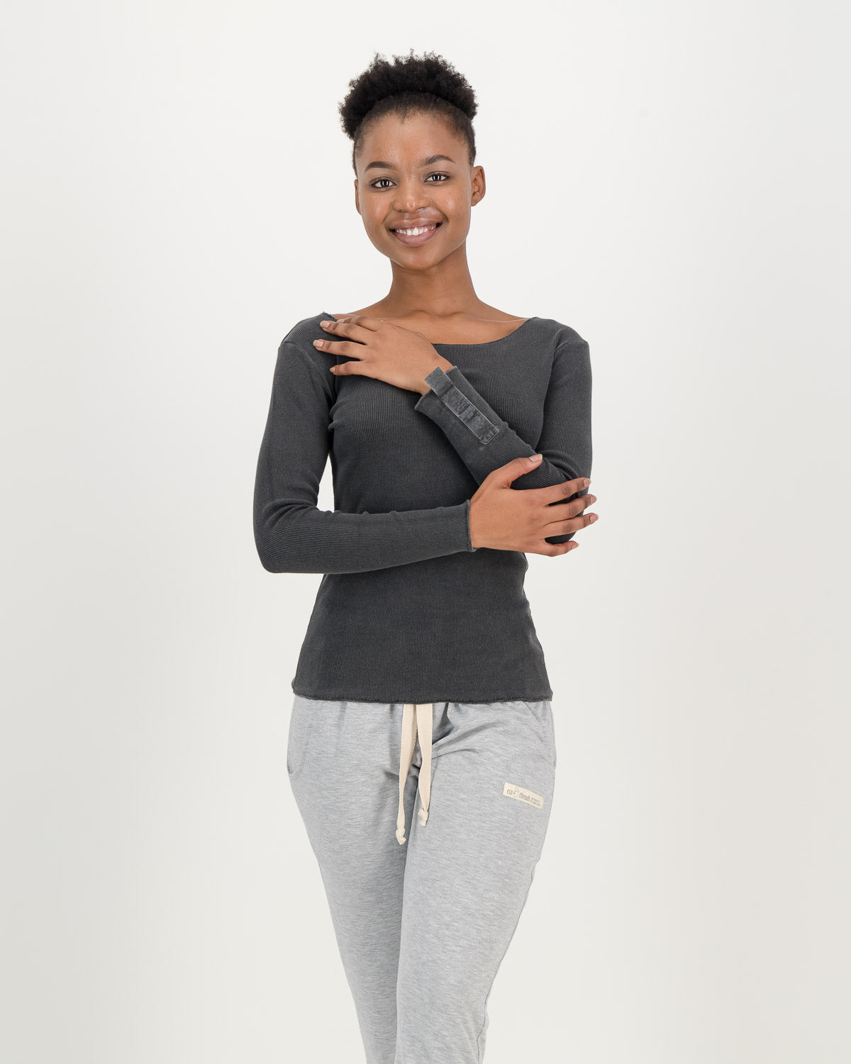 Overdyed Cotton charcoal Rib Top