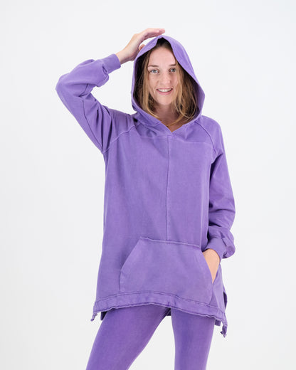 Long Overdyed Winter Hoodie - Lilac