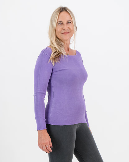 Overdyed Cotton Rib Top - Lilac