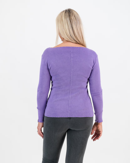 Overdyed Cotton Rib Top - Lilac