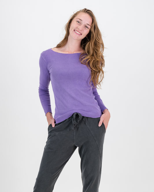 Overdyed Cotton Rib Top - Lilac