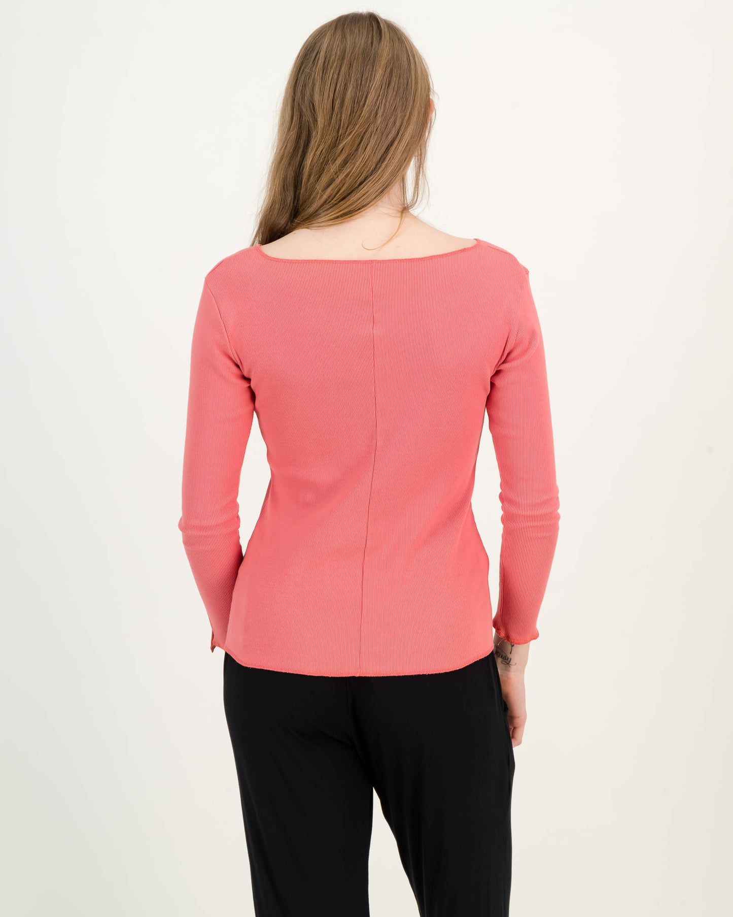 Overdyed Cotton Rib Top - Coral