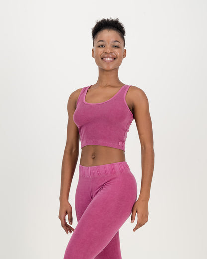 Cropped Cotton magenta Vest top with matching leggings