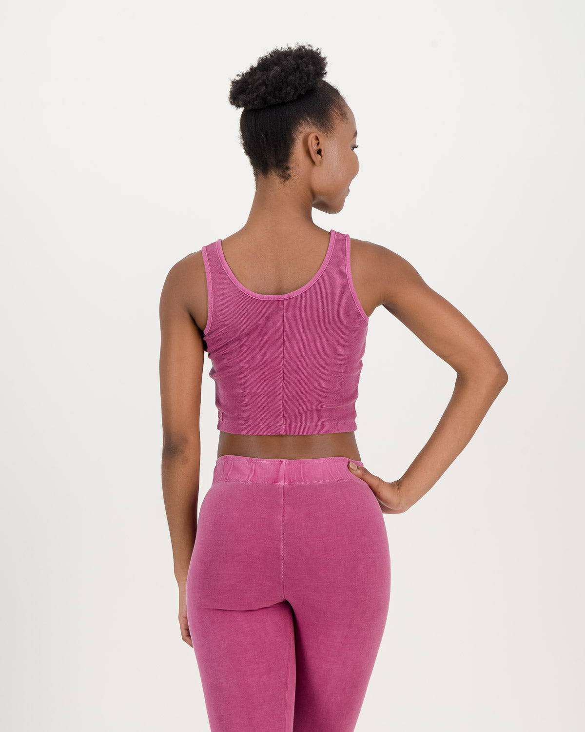 back view of Cropped Cotton magenta Vest top