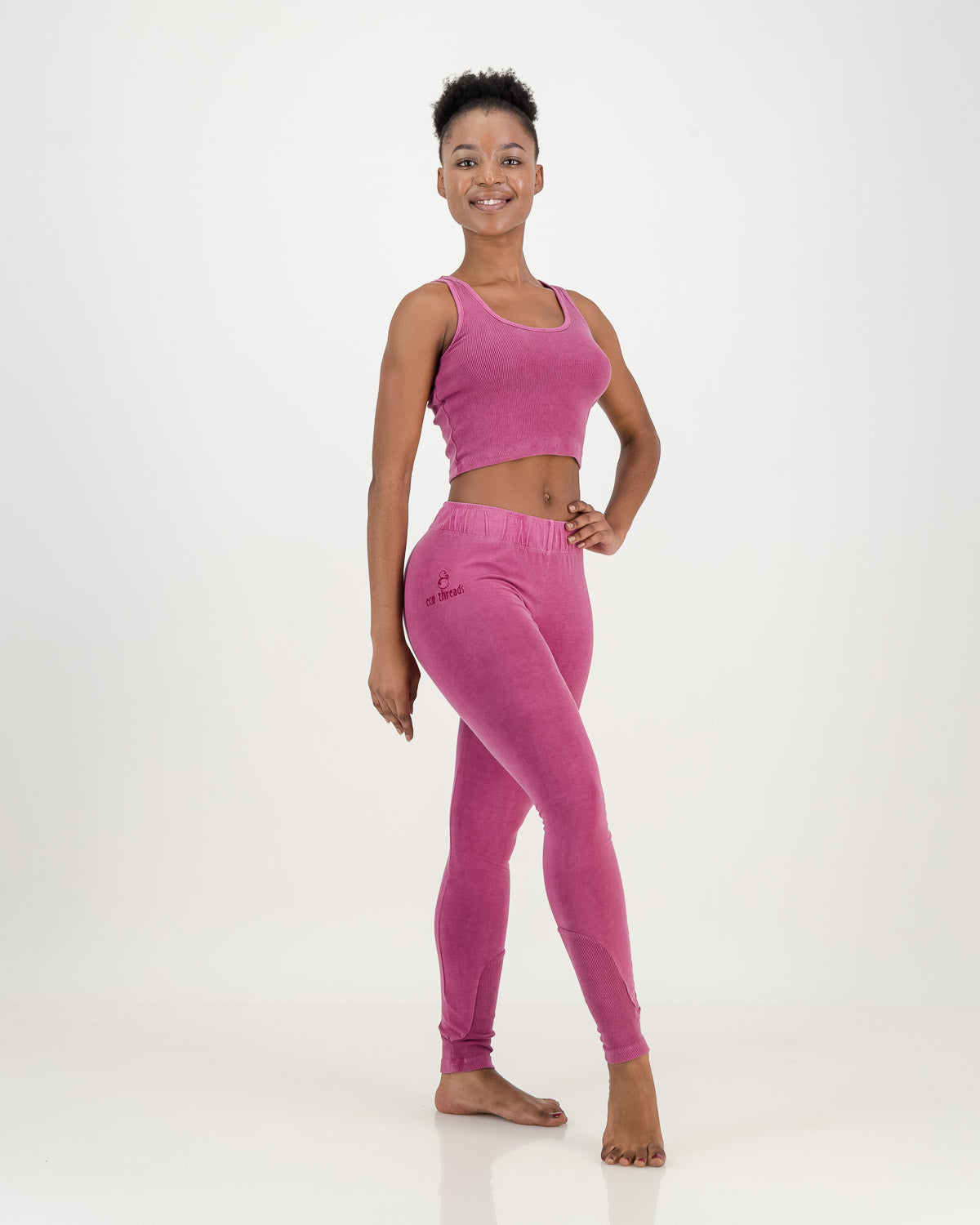 Cropped Cotton magenta Vest top with matching cotton leggings