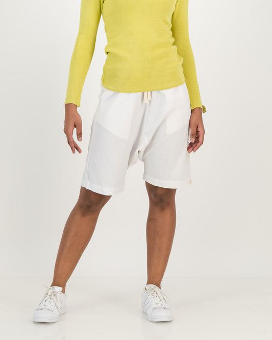 Linen Harem white Shorts with functional pockets