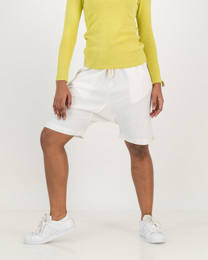 Linen Harem white Shorts with functional pockets