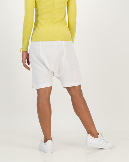 loose fitting Linen Harem white Shorts with functional pockets
