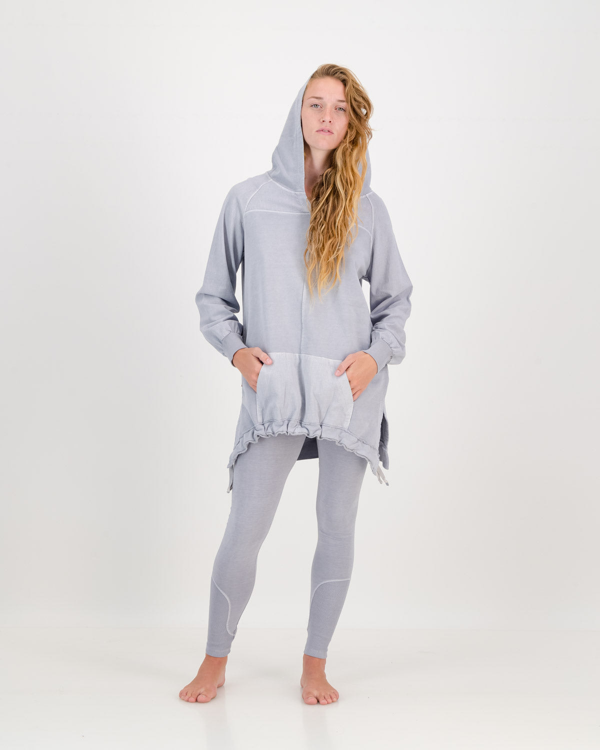 Overdye Cotton silver Leggings with matching silver long hoody