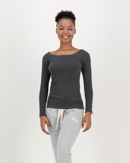 Overdyed Cotton charcoal Rib Top