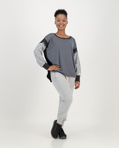 Grey melange pants, heather pants, we love these Comfy Pants as much as you do! The comfiest pants in the world that totally live up to their name! Natural and breathable viscose lycra, that feels soft against your skin, with a very flattering draping effect, yoga pants, casual wear, active wear, wear it walking, travel pants, loungewear, it is good for you, it's good for the earth, Eco Threads Clothing, made in South Africa