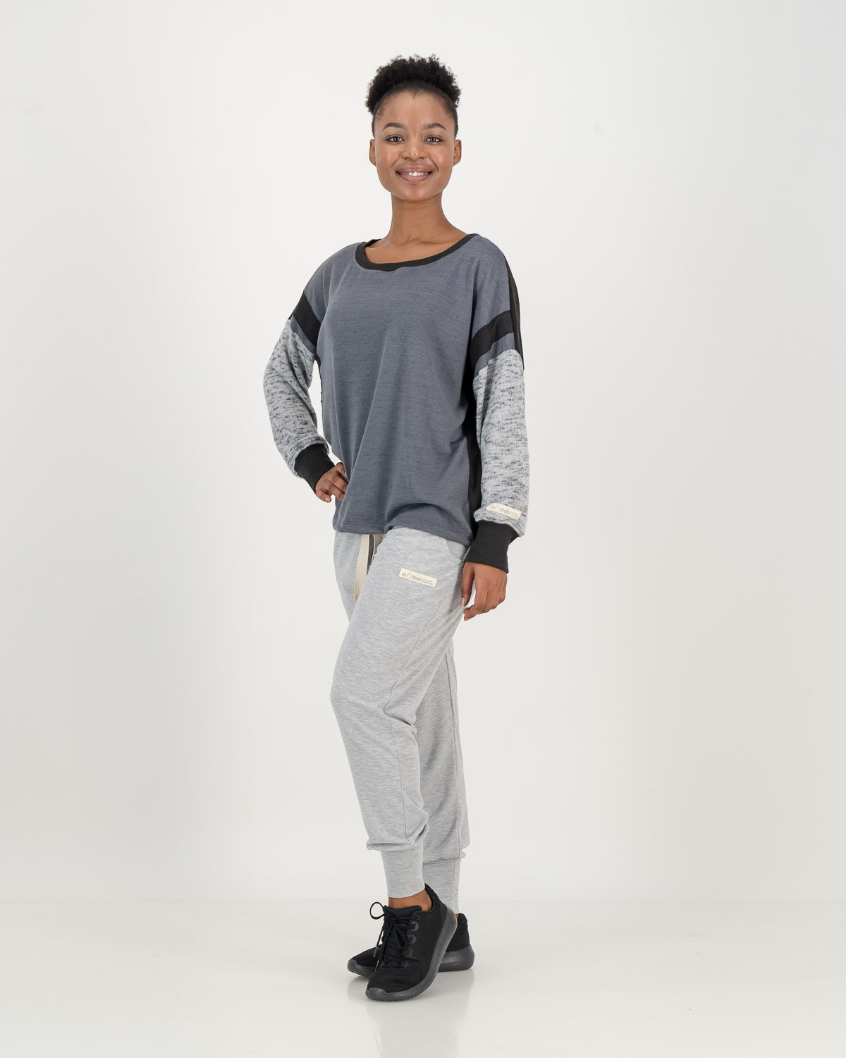 Grey melange pants, heather pants, we love these Comfy Pants as much as you do! The comfiest pants in the world that totally live up to their name! Natural and breathable viscose lycra, that feels soft against your skin, with a very flattering draping effect, yoga pants, casual wear, active wear, wear it walking, travel pants, loungewear, it is good for you, it's good for the earth, Eco Threads Clothing, made in South Africa