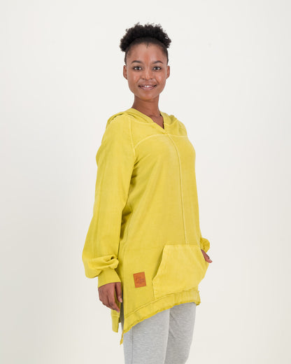 Long Overdyed Summer Hoody - Chartreuse