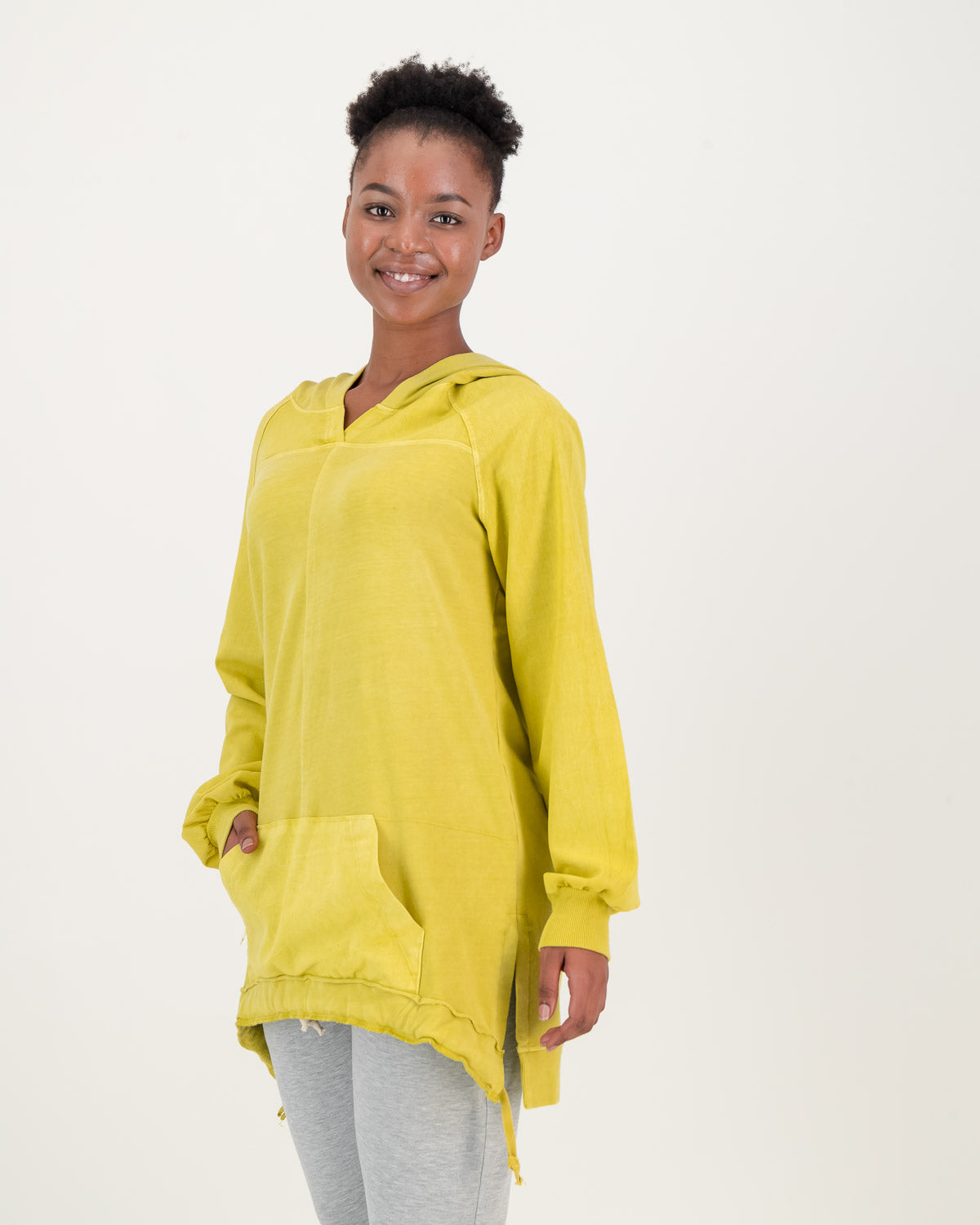 Long Overdyed Summer Hoody - Chartreuse