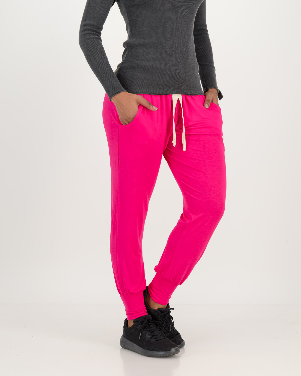 Jogger pants, magenta pants, Jogger pants, brown, Comfy jogger pants, charcoal pants, we love these Comfy Pants as much as you do! The comfiest pants in the world that totally live up to their name! Natural and breathable viscose lycra, that feels soft against your skin, with a very flattering draping effect, yoga pants, casual wear, active wear, wear it walking, travel pants, loungewear, it is good for you, it's good for the earth, Eco Threads Clothing, made in South Africa